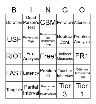 Dr. Ginn's Assessment Game Bingo Card