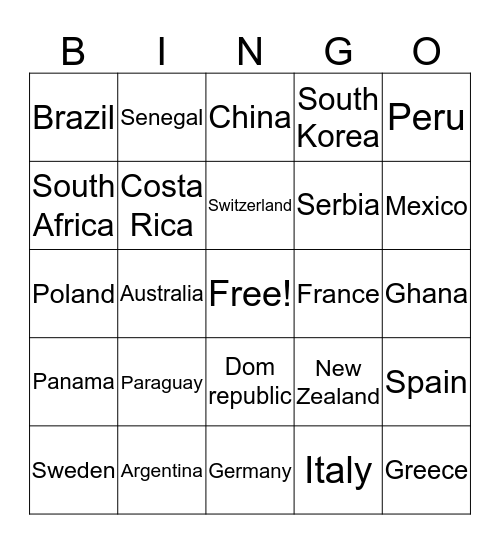 International Huskies Bingo Card