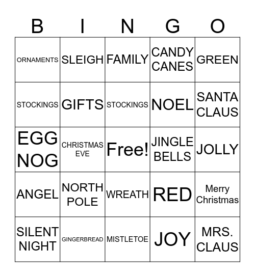 Christmas Bingo Card