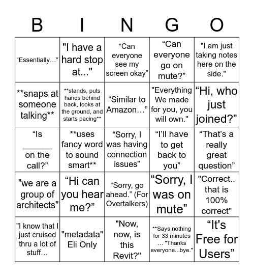 Anguleris Conference Call Bingo Card