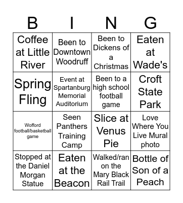#OneSpartanburg Bingo Card