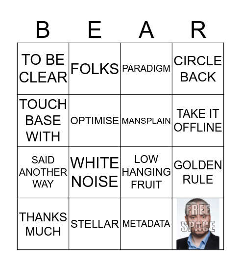Jer Bear Bingo Card