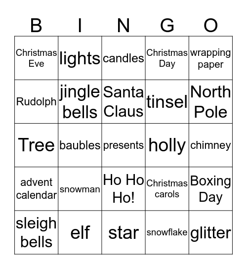 CHRISTMAS!! Bingo Card