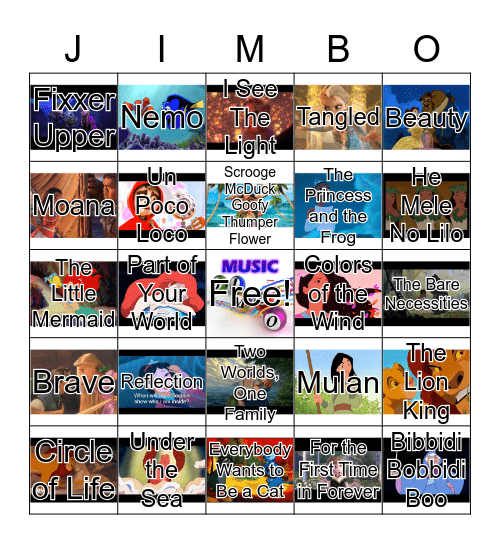 SONG JIMBO CARDS  Bingo Card