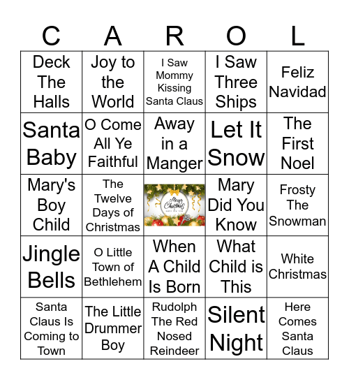 CHRISTMAS CAROL BINGO Card