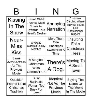Hallmark Christmas Movie Bingo! Bingo Card