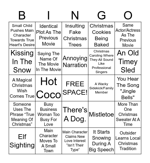 BloomUToday.com's Hallmark Christmas Movie Bingo! Bingo Card