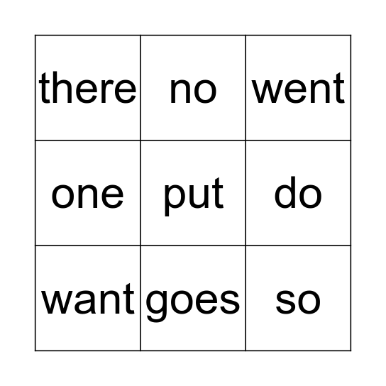 Sight Word Bingo List #3 Bingo Card