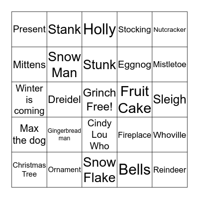 Grinch Bingo Card