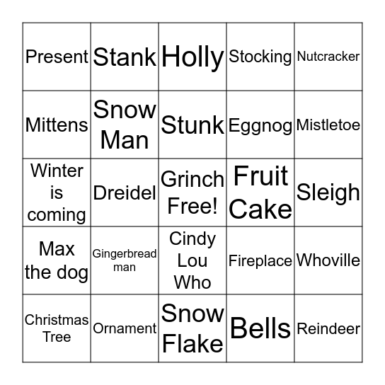 Grinch Bingo Card