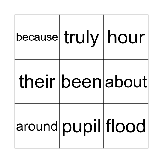 OG Sight Words List 18 Bingo Card