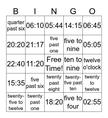 Time Bingo Card