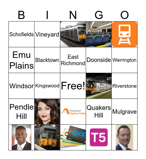 Sydney Trains Bingo Card