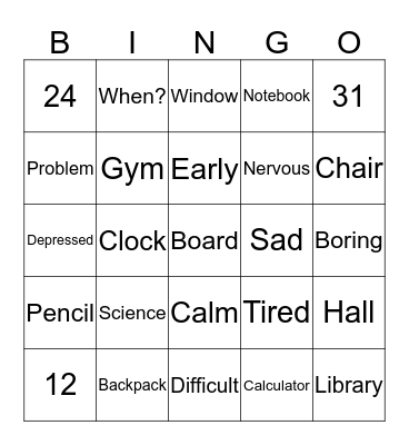Unidad 2 Bingo Card