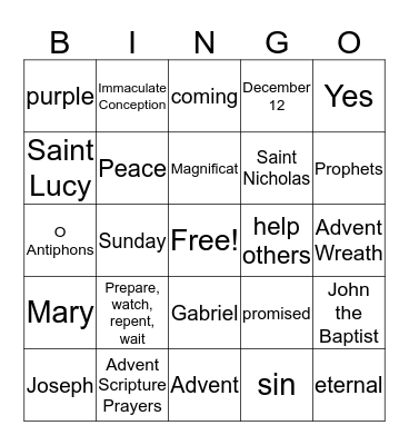 Advent Bingo Card