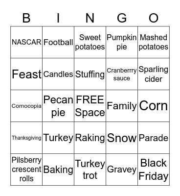 Thanksgiving Bingo Card