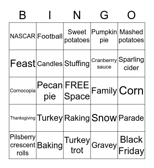 Thanksgiving Bingo Card