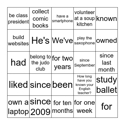 Unit 3: 1 & 2  Bingo Card