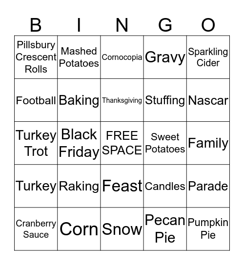 Thanksgiving Bingo Card