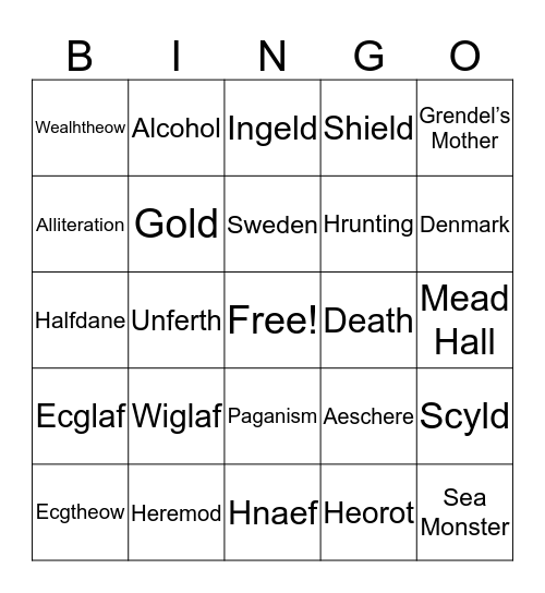 BEOWULF Bingo Card