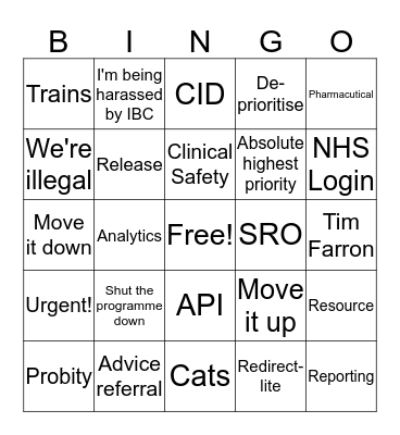 Backlog Bingo Card