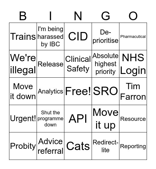 Backlog Bingo Card