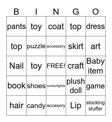 Sugarcup Holiday Bingo Card