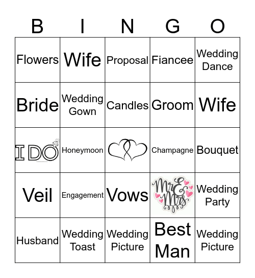 Wedding Bingo  Bingo Card