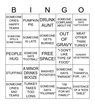 Thanksgiving Bingo! Bingo Card