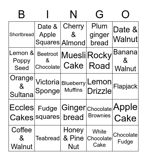 Christmas Cake Bingo Card