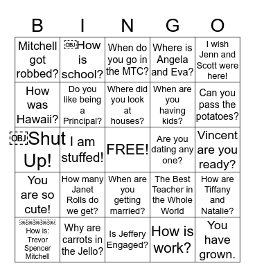 Thanksgiving Bingo 2013 Bingo Card