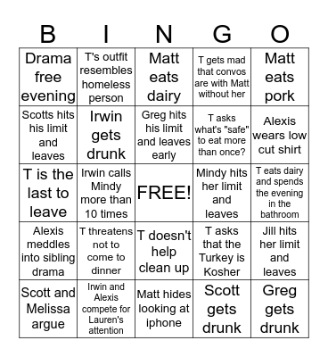 Thanksgiving Bingo Card
