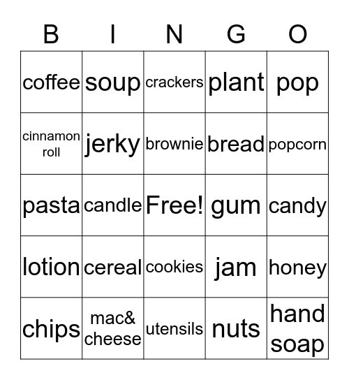 Grocery Bingo! Bingo Card