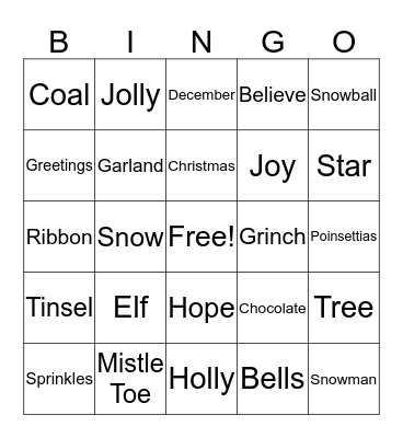 Christmas Bingo Card