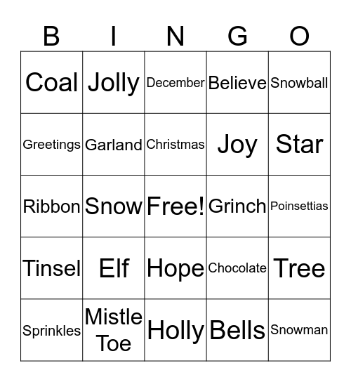 Christmas Bingo Card