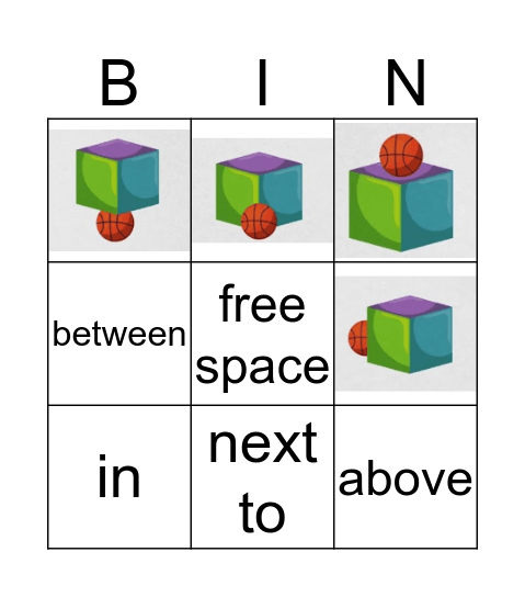 Prepositions Bingo Card
