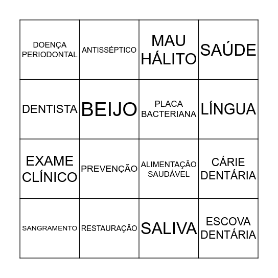 SAÚDE BUCAL Bingo Card