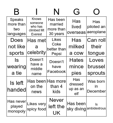 Equippers Human Bingo Card