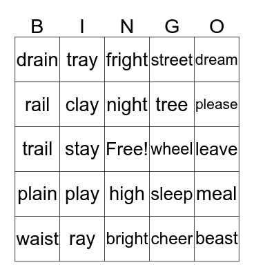 Vowel Bingo Card
