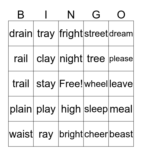 Vowel Bingo Card