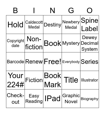 Library Lingo Bingo Card