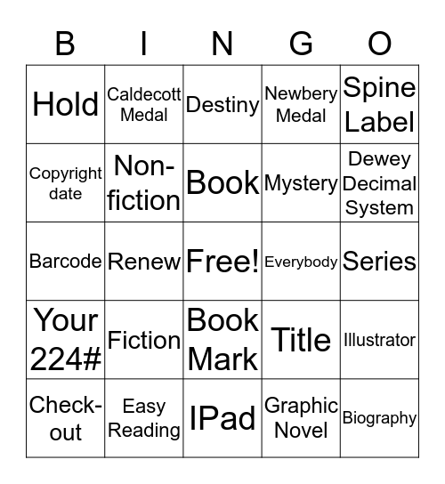 Library Lingo Bingo Card