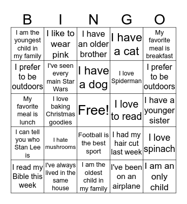 Icebreaker Bingo Card