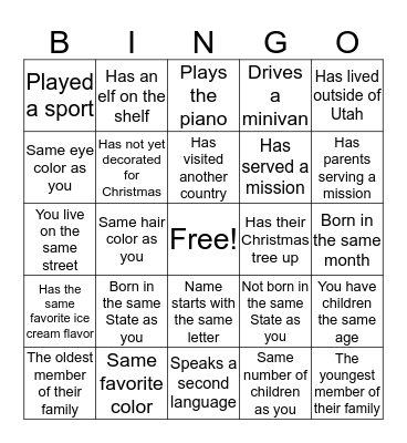 Get to Know Your Neighbors Bingo Card