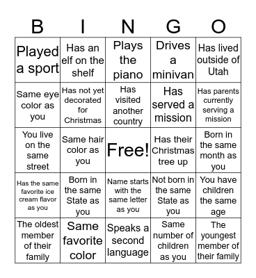 Get to Know Your Neighbors Bingo Card