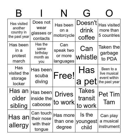 Mackin House Human Bingo! Bingo Card