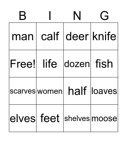 Irregular Words Bingo! Bingo Card