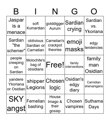 SDC Headcanons Bingo Card