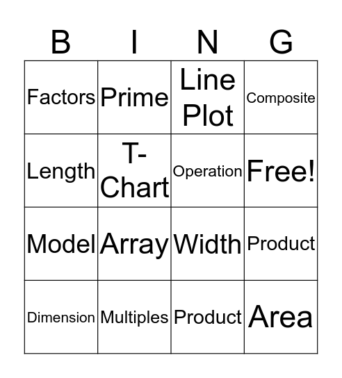 Math Bingo Card