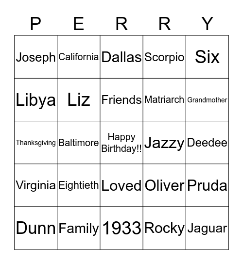 Beatrice Bingo Card